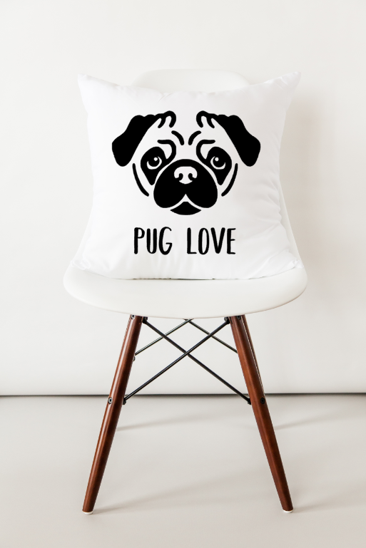 "Pug Love" Pillow Cover